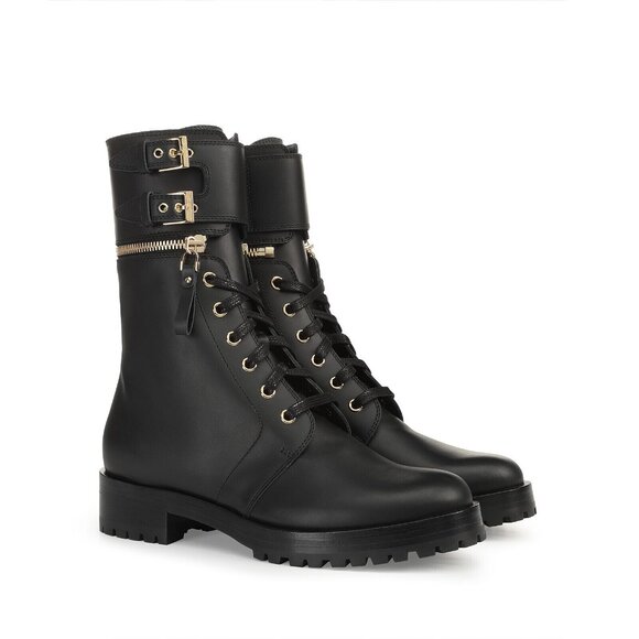 SERGIO ROSSI Black Leather Gold Tone Zipper Buckle Replacement Ankle Cuffs - Picture 9 of 12